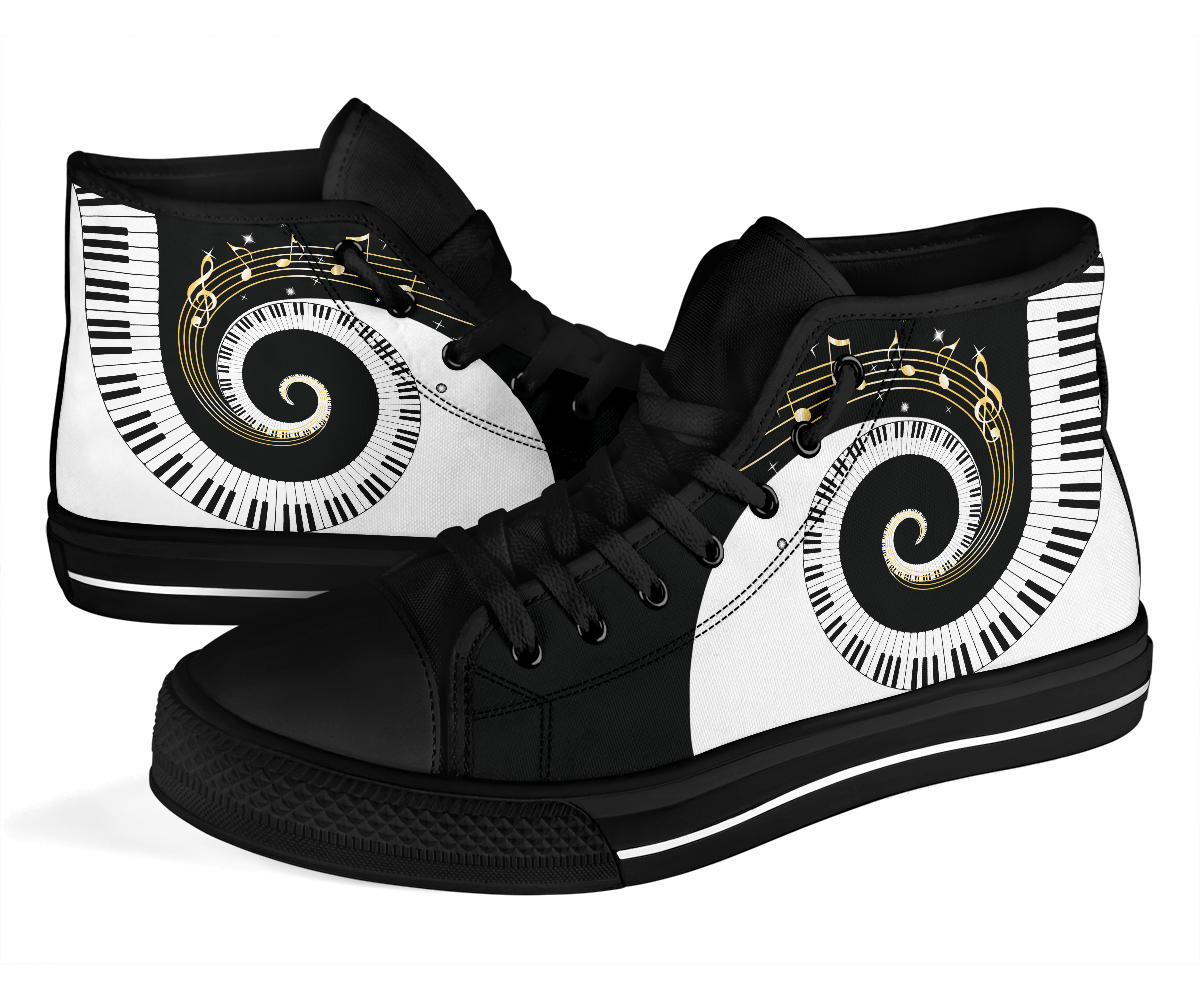 Piano Art Music High Top Shoes