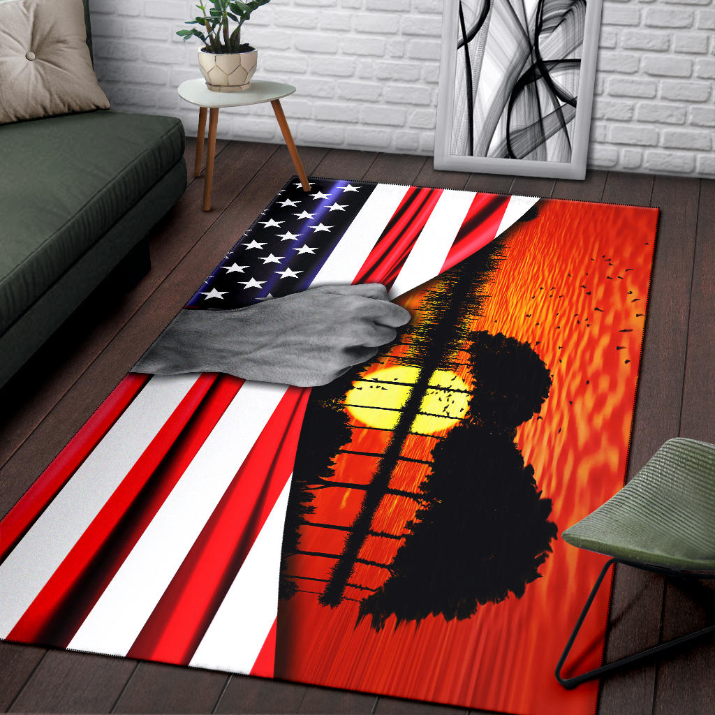 Guitar American Flag Sunset Area Rug