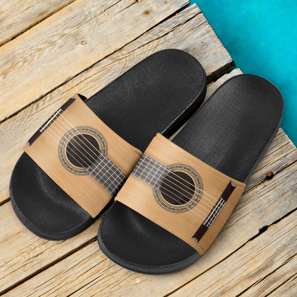 Classical Guitar Black Slide Sandals