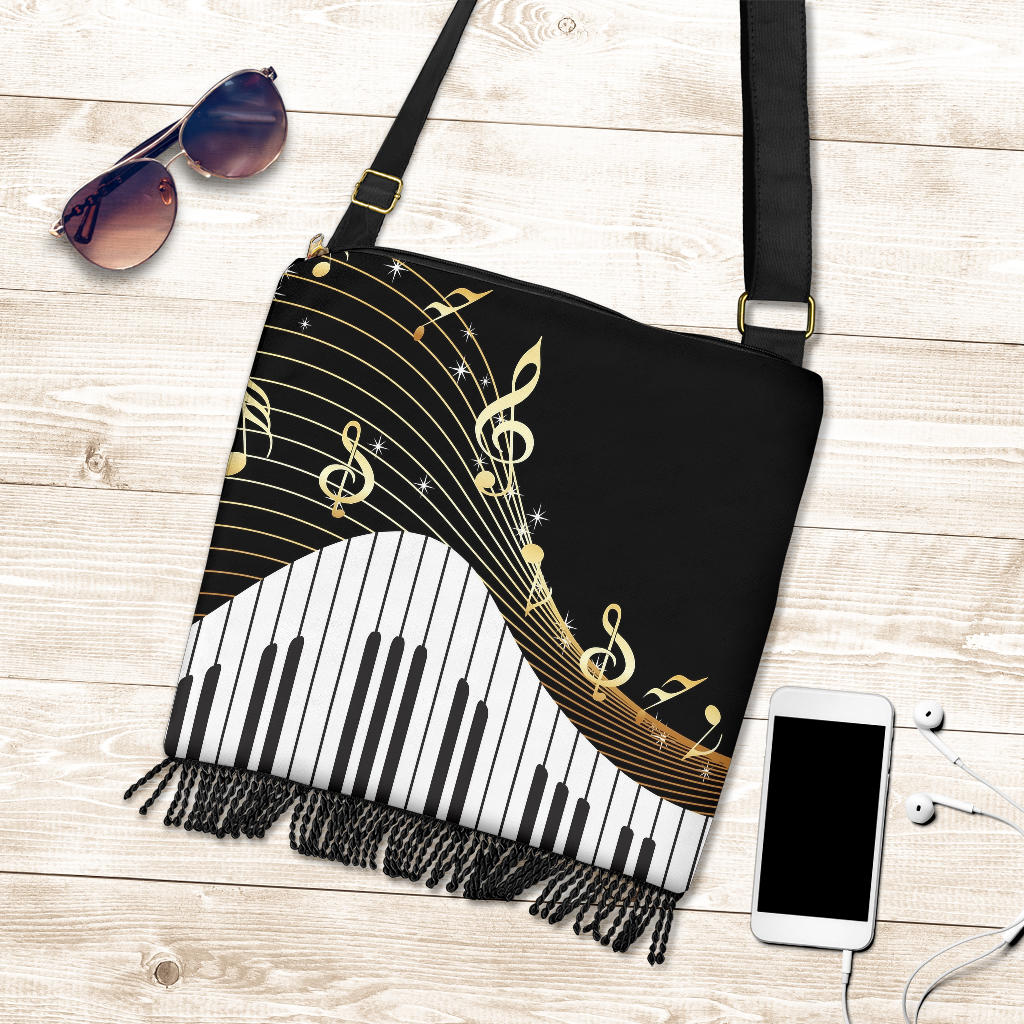 Piano And Music Notes Boho Handbag