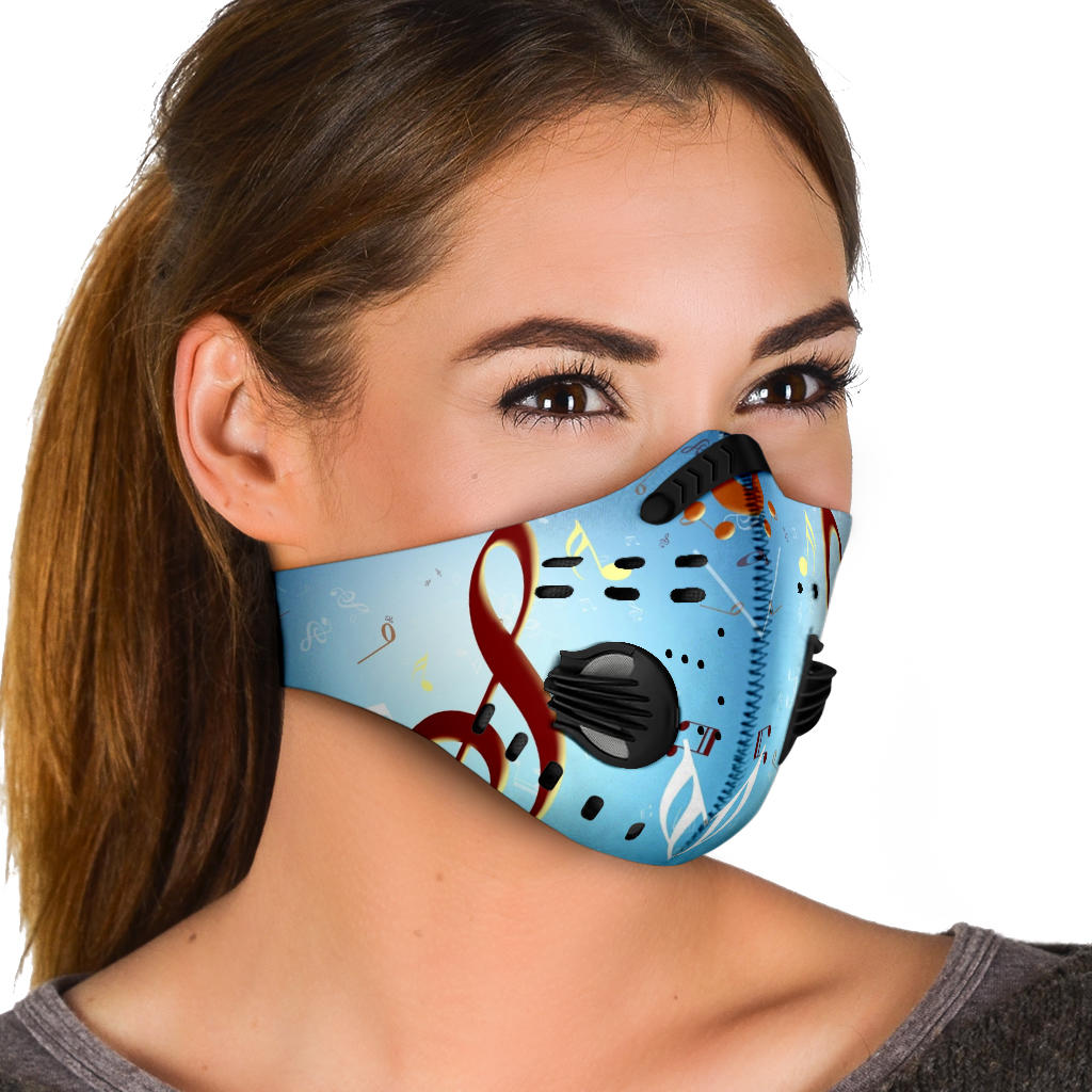 Music Notes Light Blue Premium Face Mask
