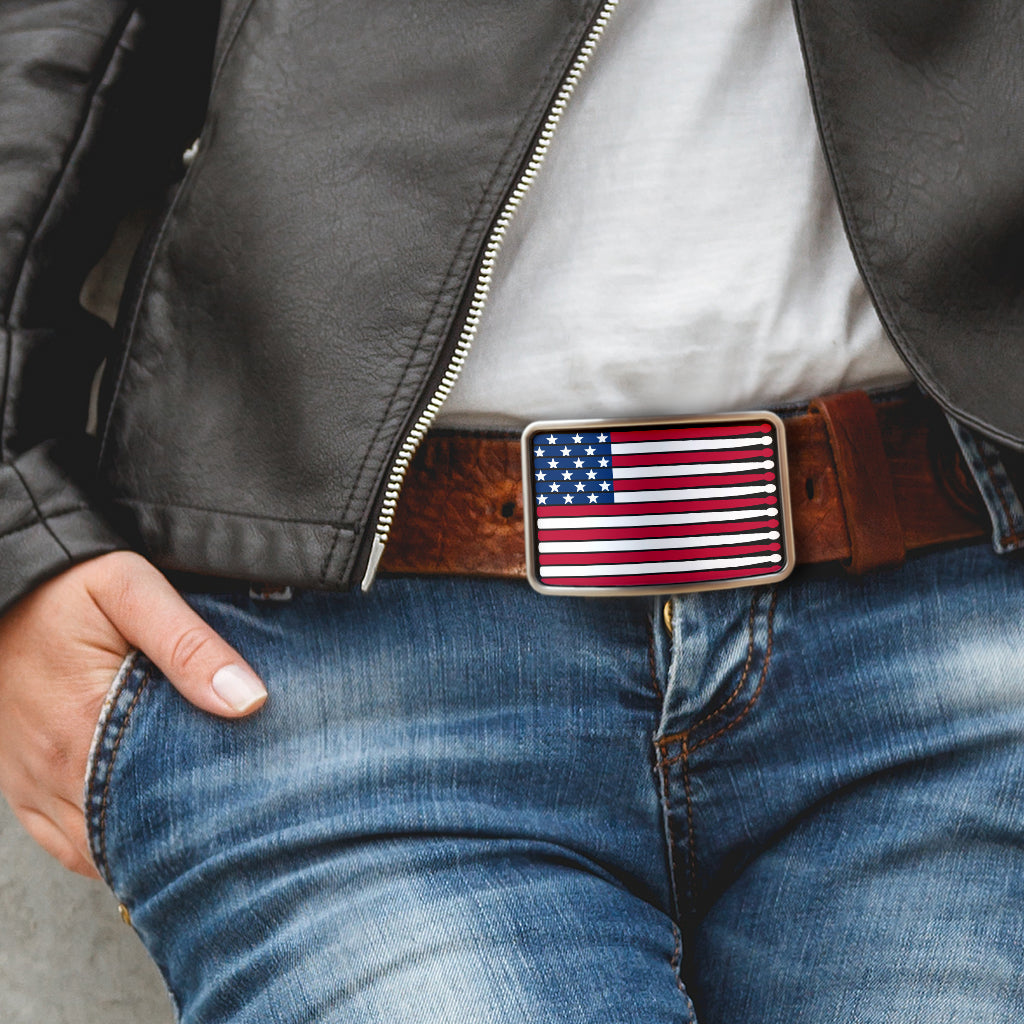 Stunning American Flag Drum Belt Buckle