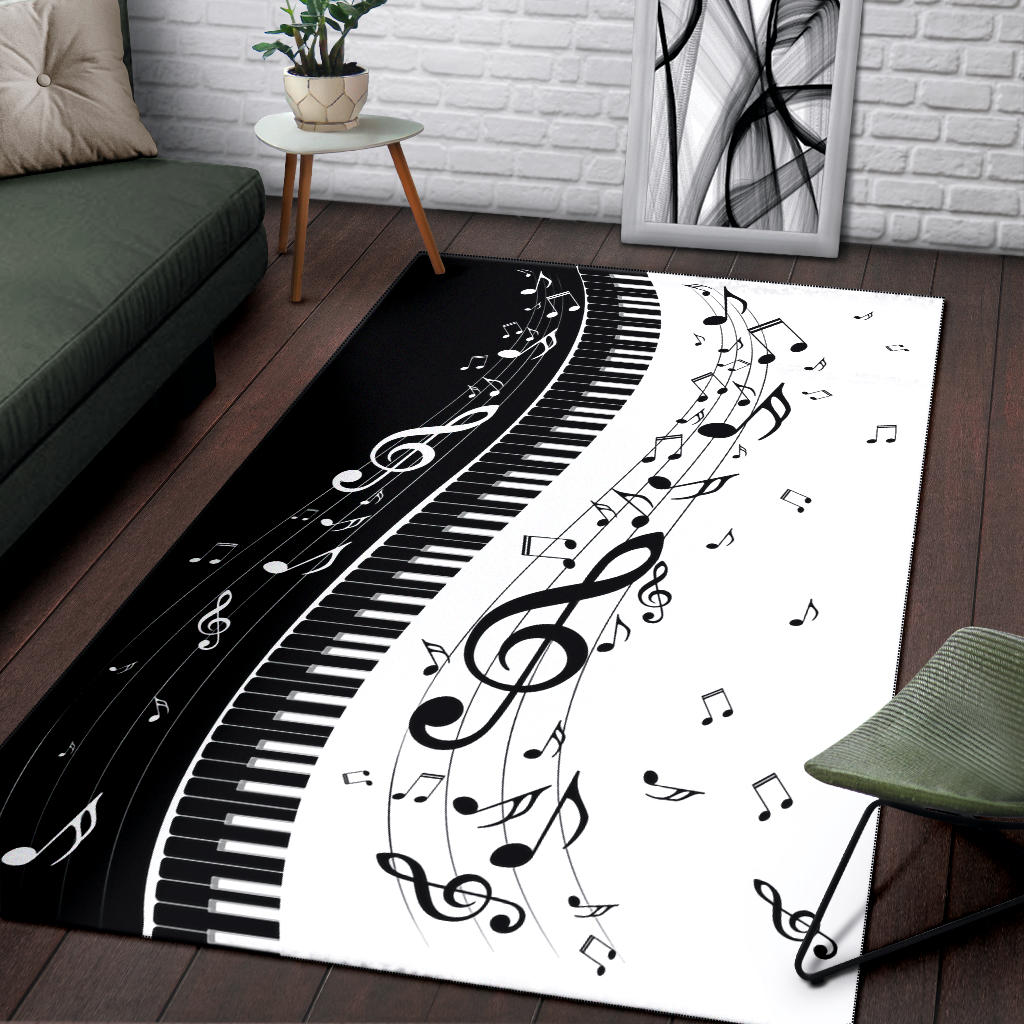 Piano With Musical Notes Area Rug
