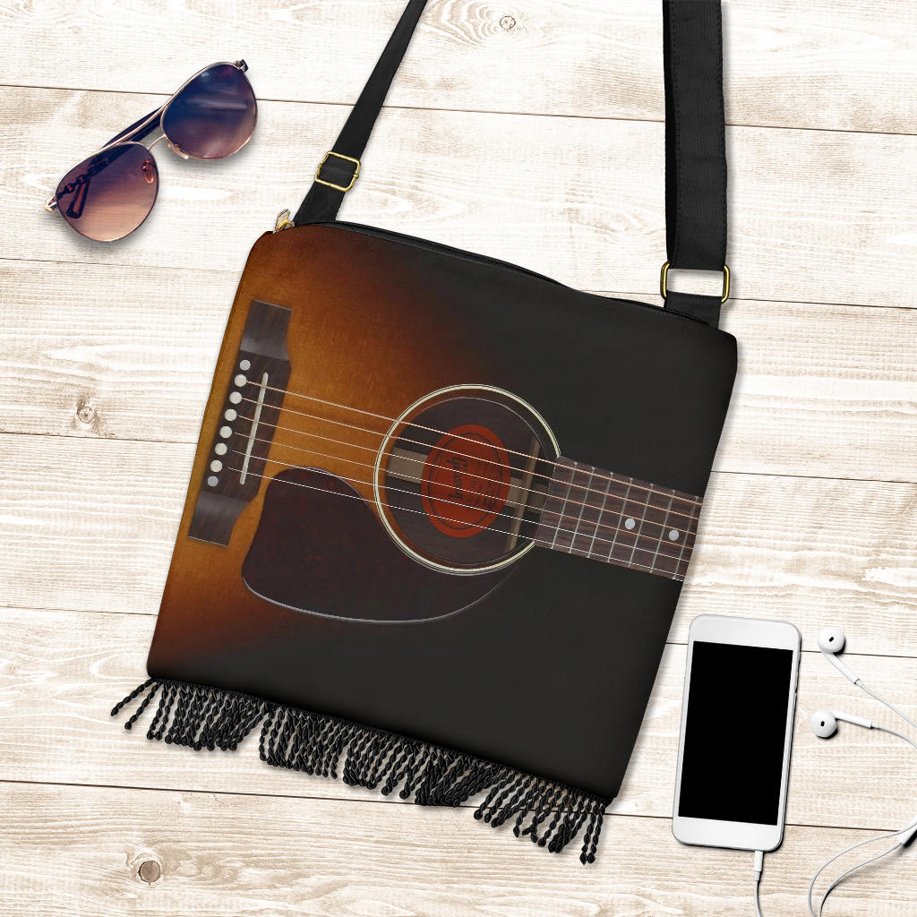 Black Guitar Boho Handbag