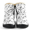 Music Notes White Cozy Winter Boots