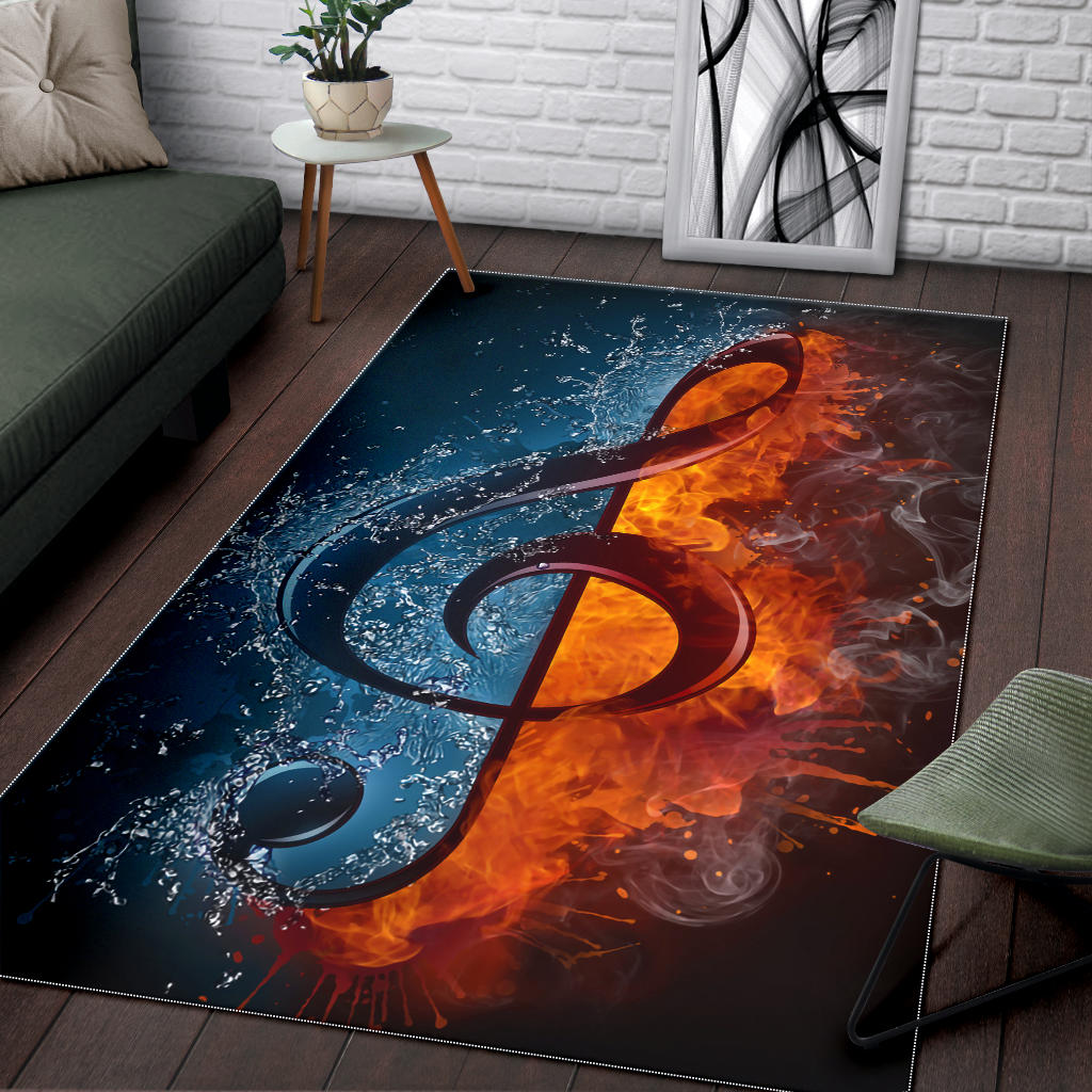 Treble Clef Ice And Fire Area Rug