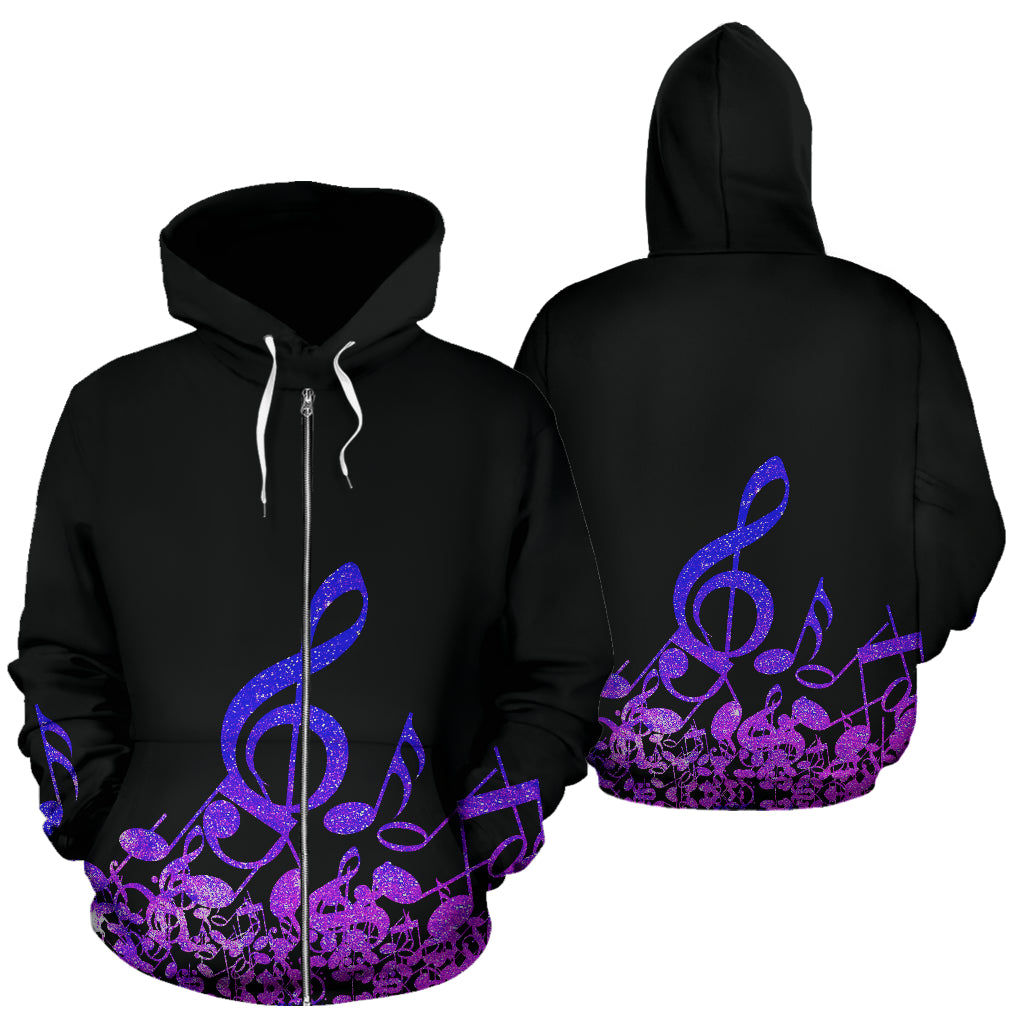 Music Notes Galaxy Zip-Up Hoodie