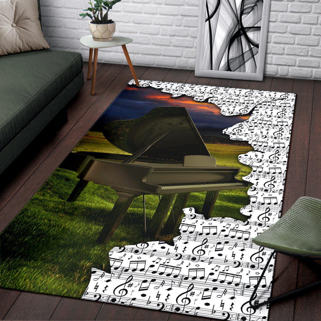 Grand Piano And Music Area Rug