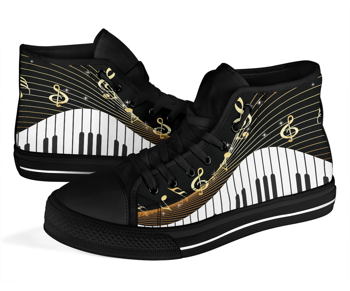 Piano Keys And Music Notes High Tops