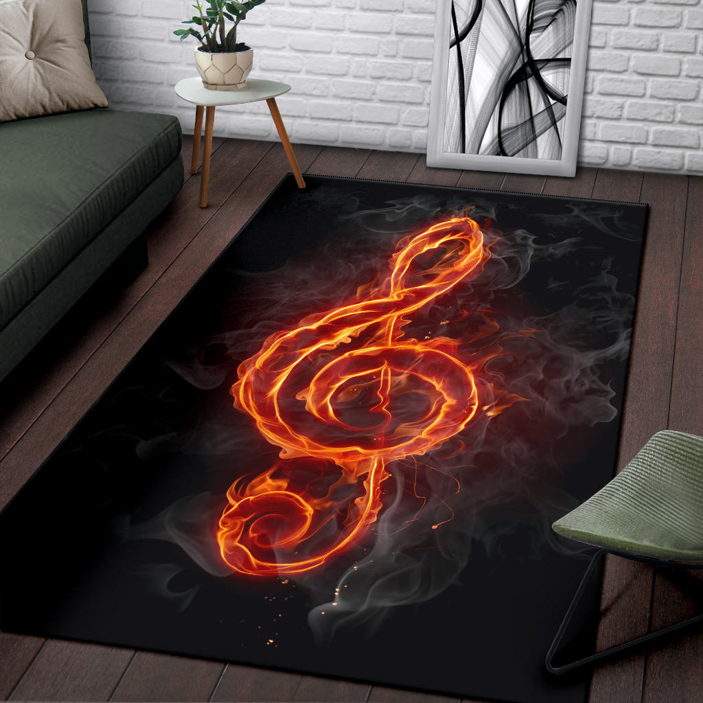 Treble Clef Fire Area Rug