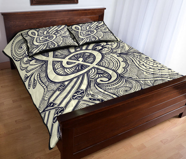 Music Notes Style Quilt Bed Set - Artistic Pod
