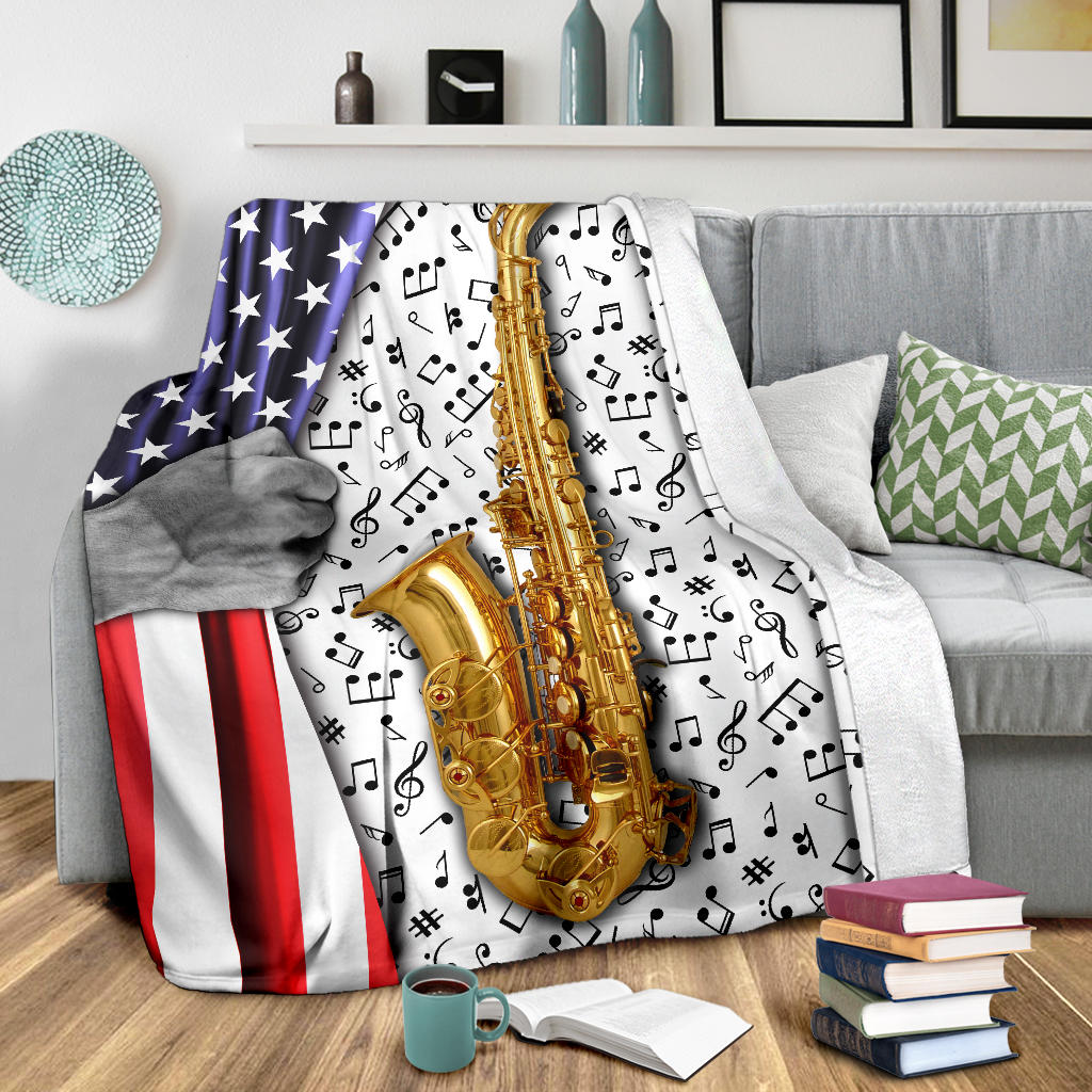 Music Notes Saxophone Blanket