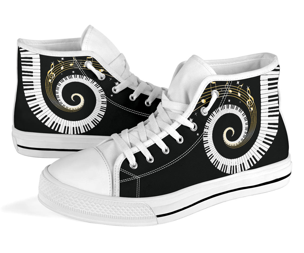 Piano Art Musical Notes High Top Shoes