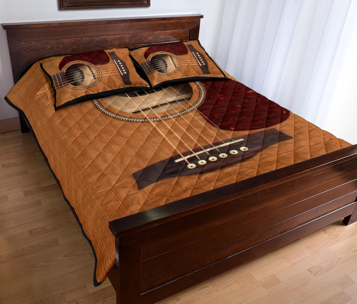 Wooden Guitar Quilt Bed Set