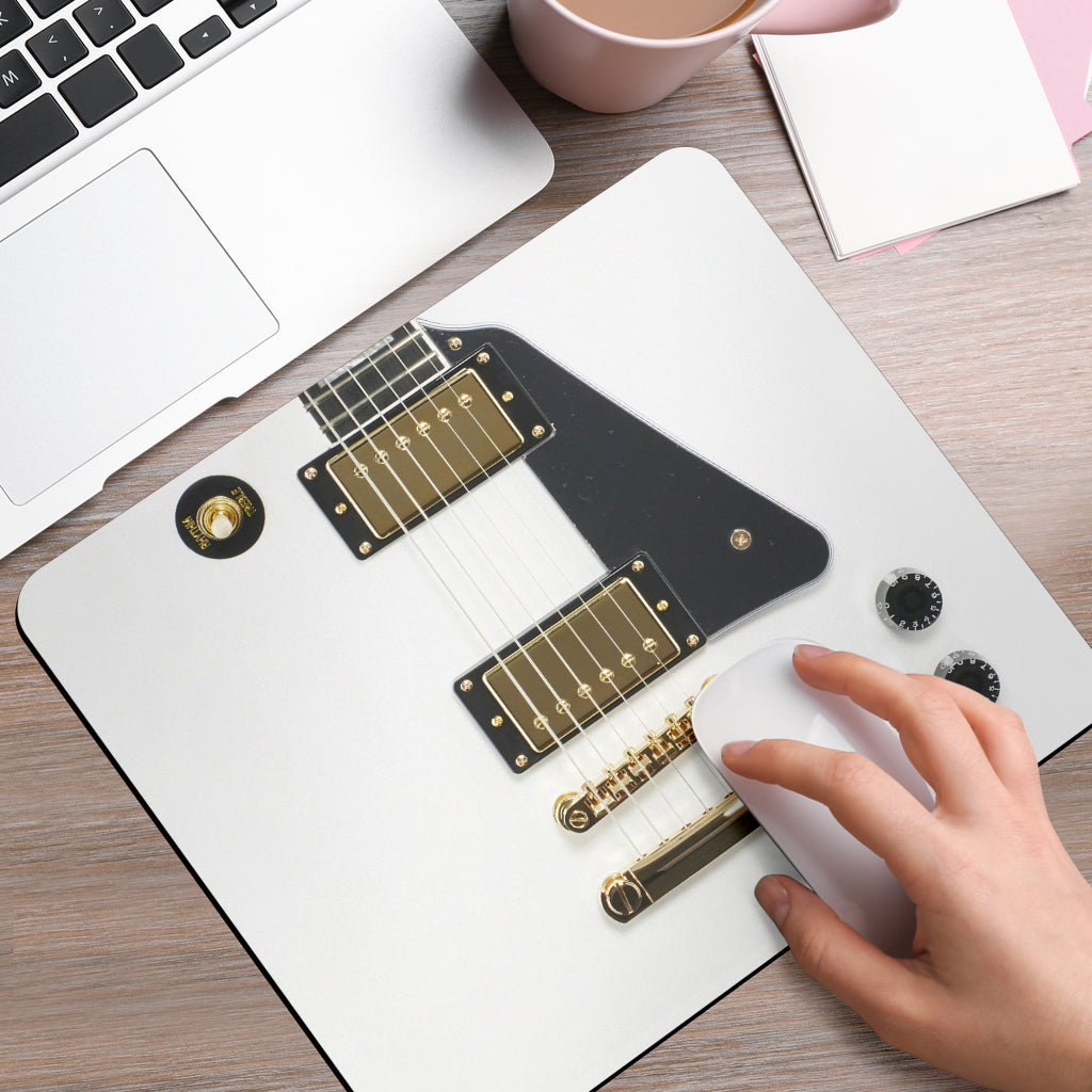 Electric Guitar White Mouse Pad