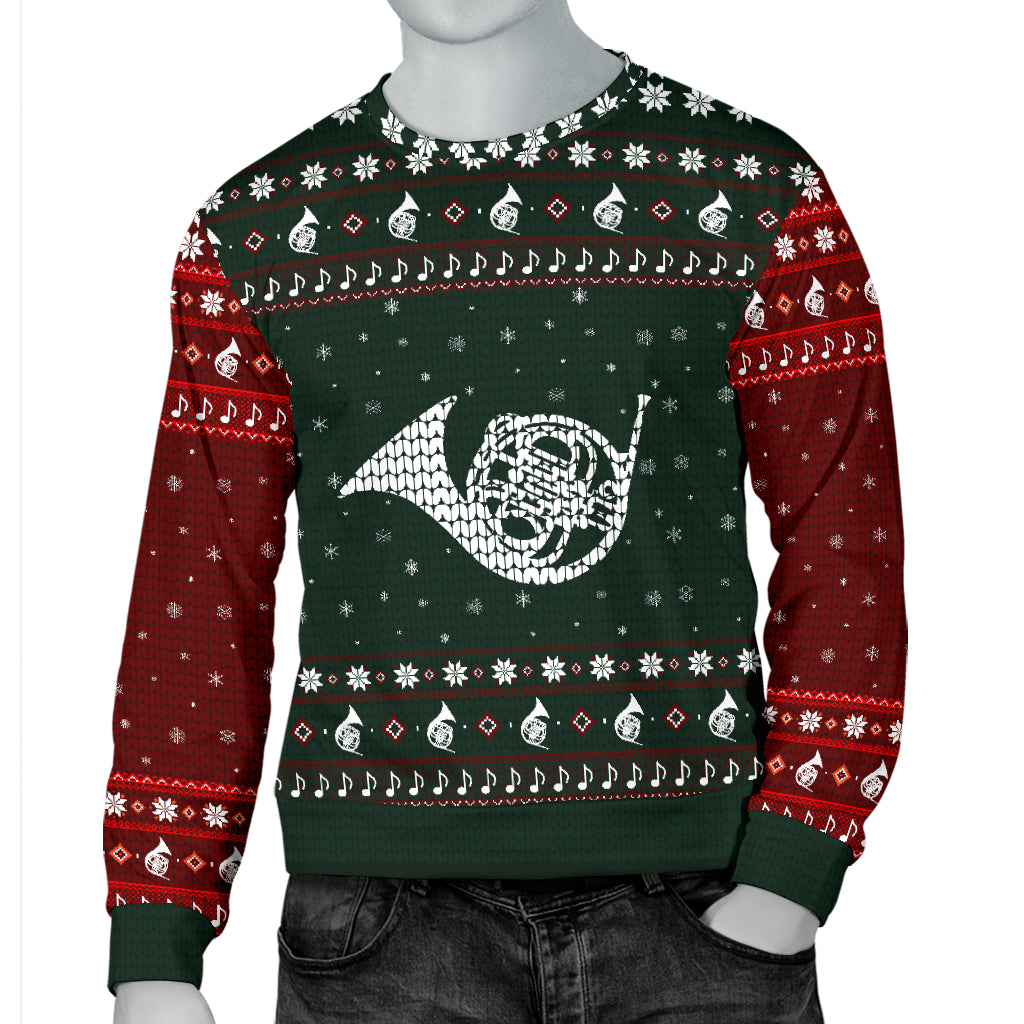 French Horn Snowflake Men's Sweater