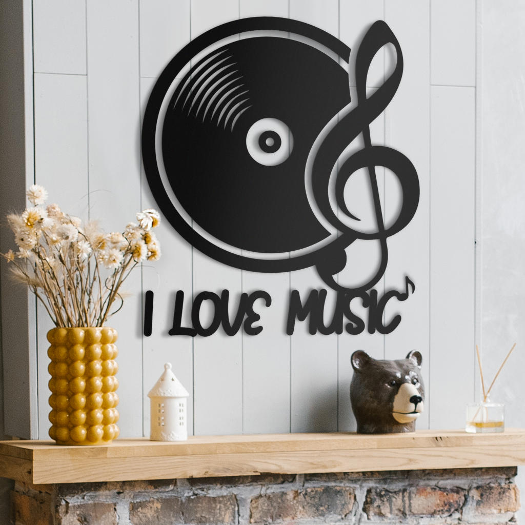 I Love Music Metal Sign