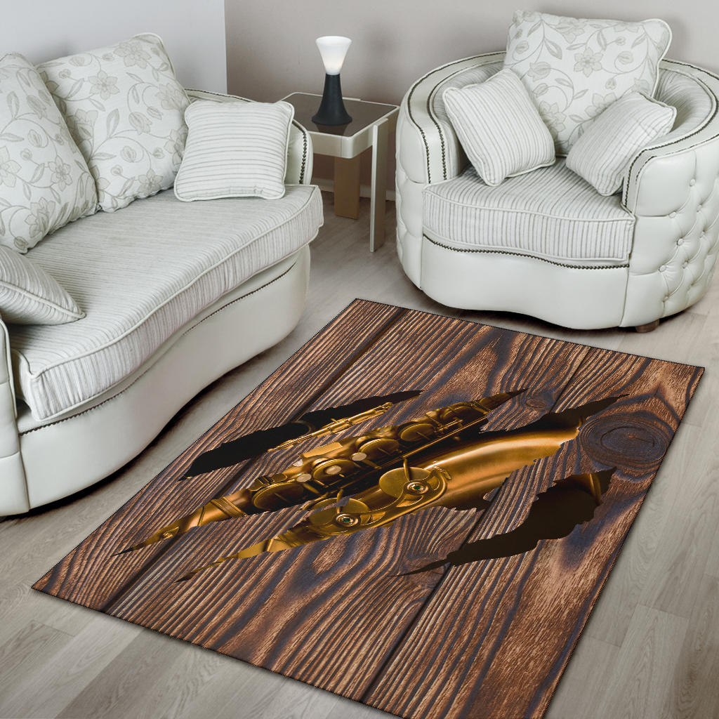 Wood Saxophone Area Rug