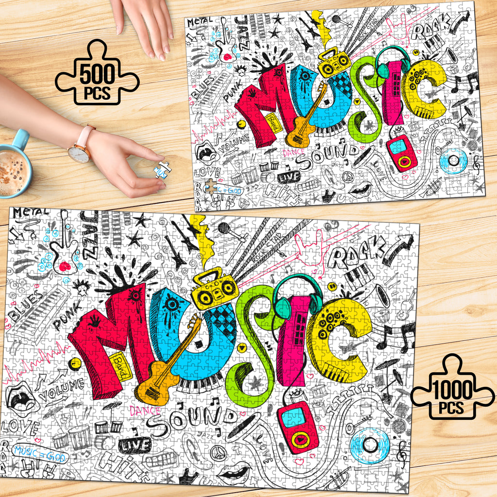 Multi Color Music Art Wood Jigsaw Puzzle - { shop_name }} - Review
