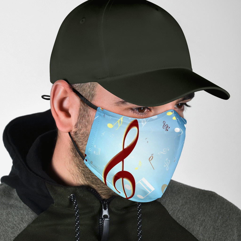Music Notes Light Blue Face Mask
