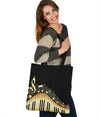 Piano Keys With Musical Notes Tote Bag
