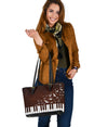 Piano Keys Music Birds Leather Tote Bag