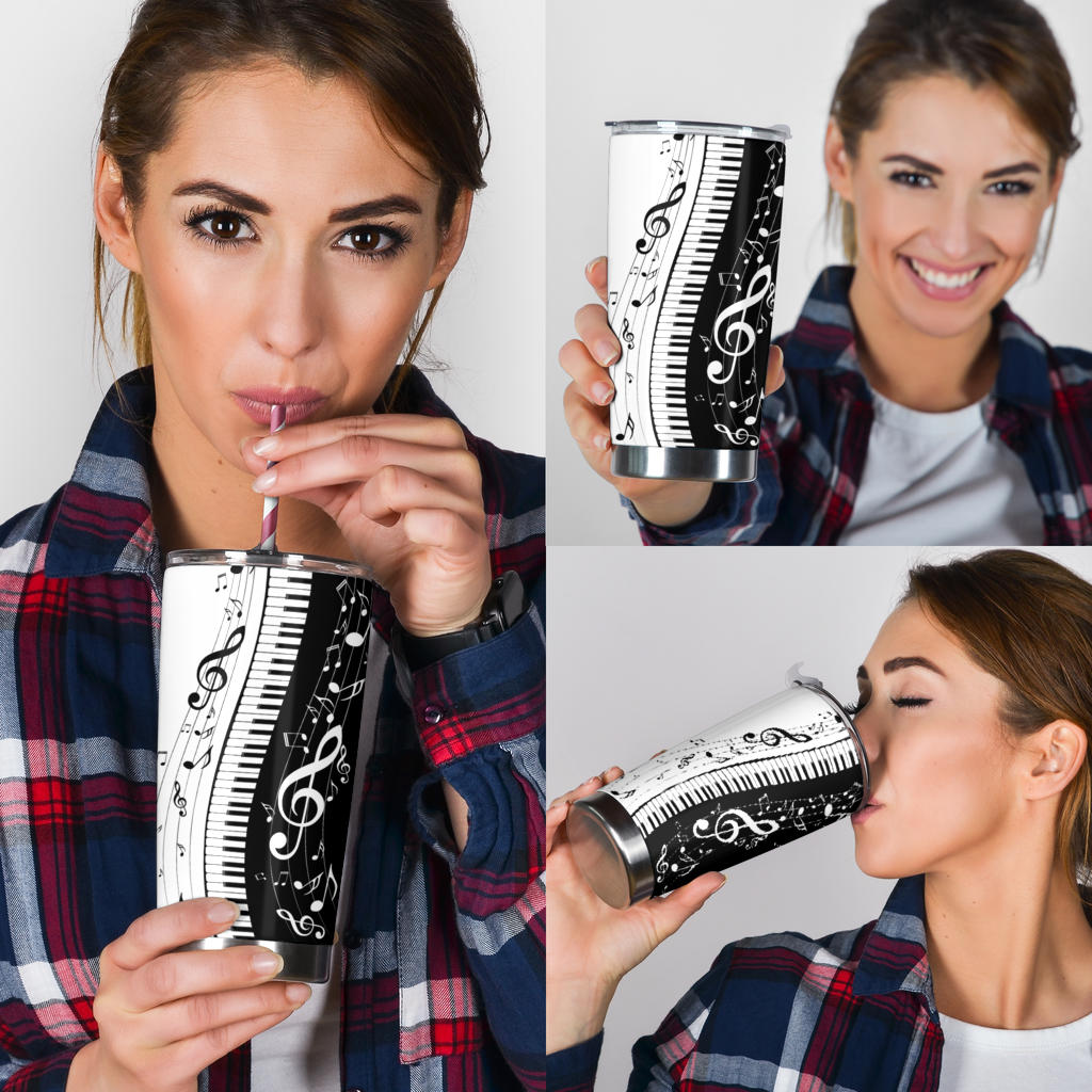 Piano Keys With Musical Notes Tumbler