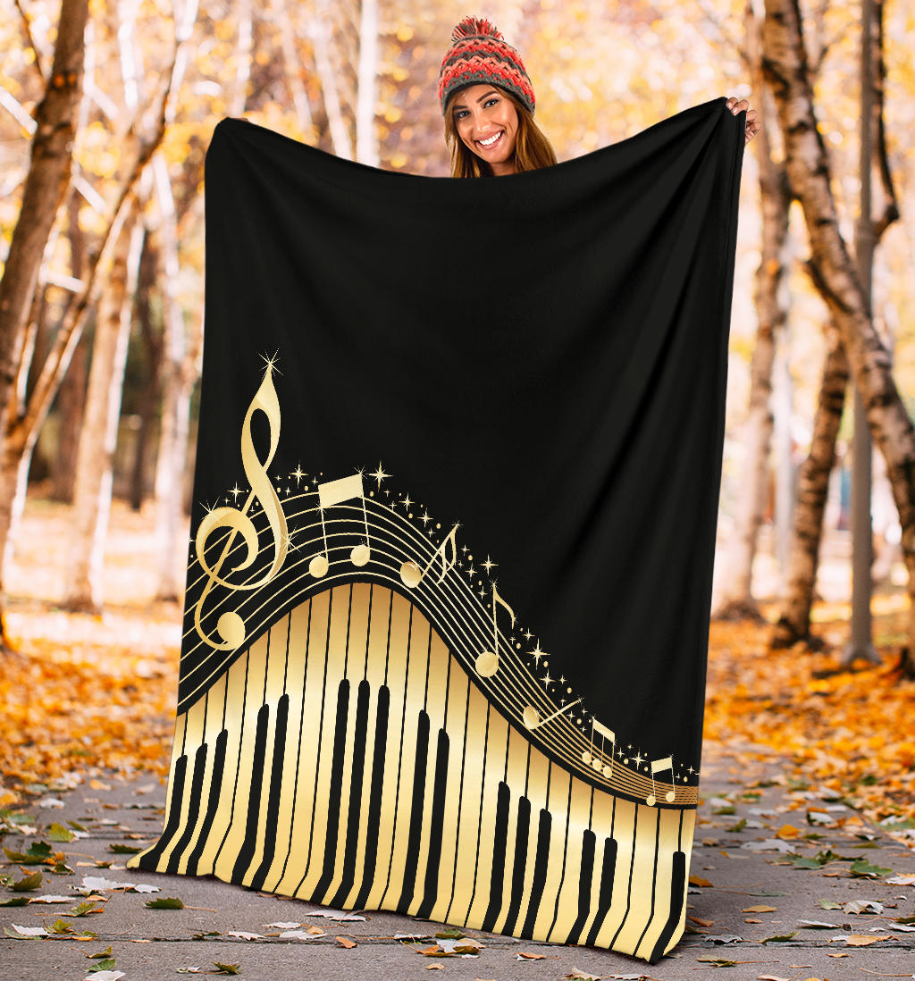 Piano Keys With Musical Notes Premium Blanket