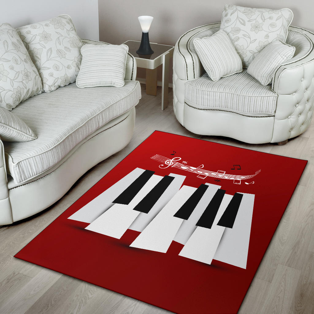Piano Key And Musical Notes Area Rug