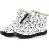 Music Notes White Cozy Winter Boots