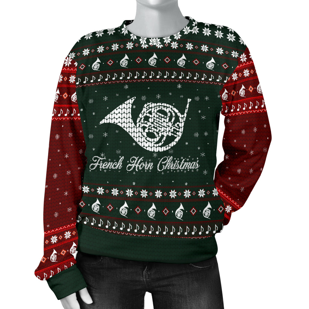 French Horn Christmas Women's Sweater