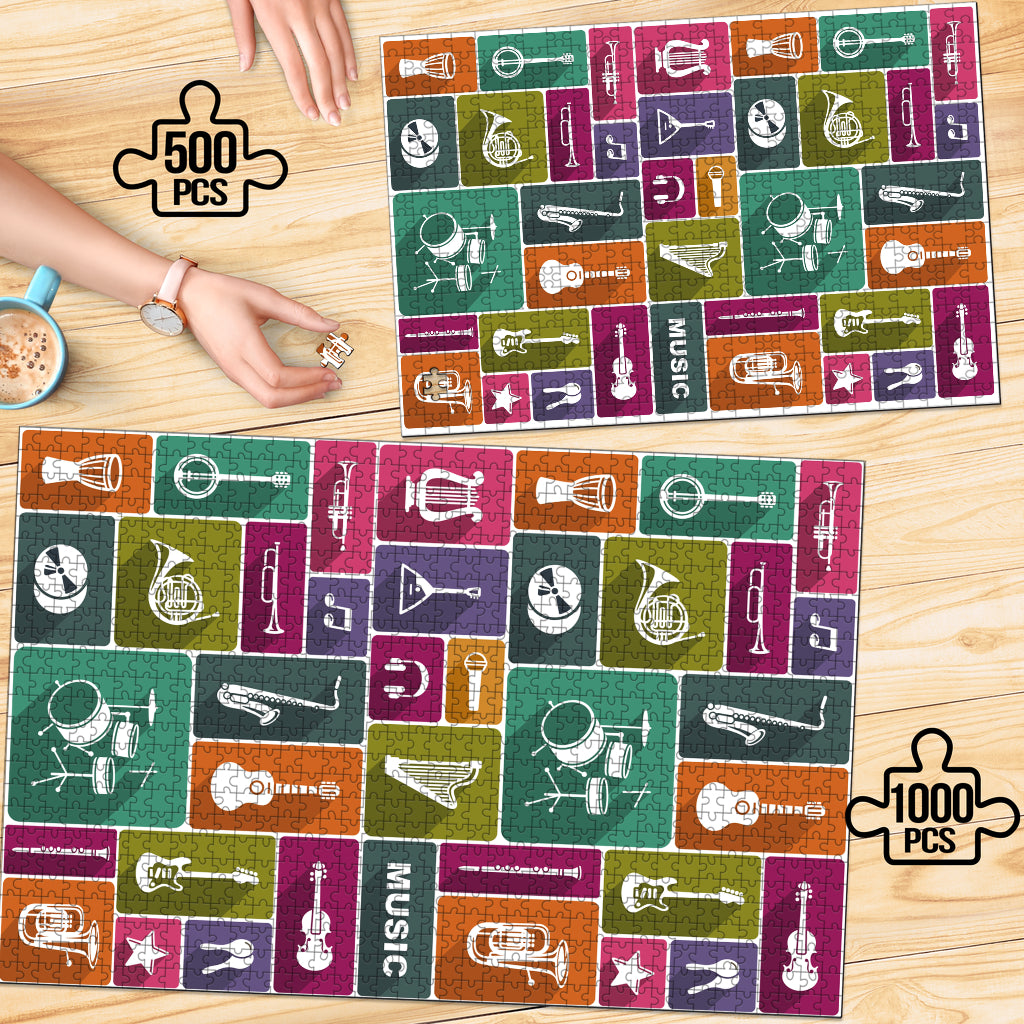 Music Instruments Wood Jigsaw Puzzle