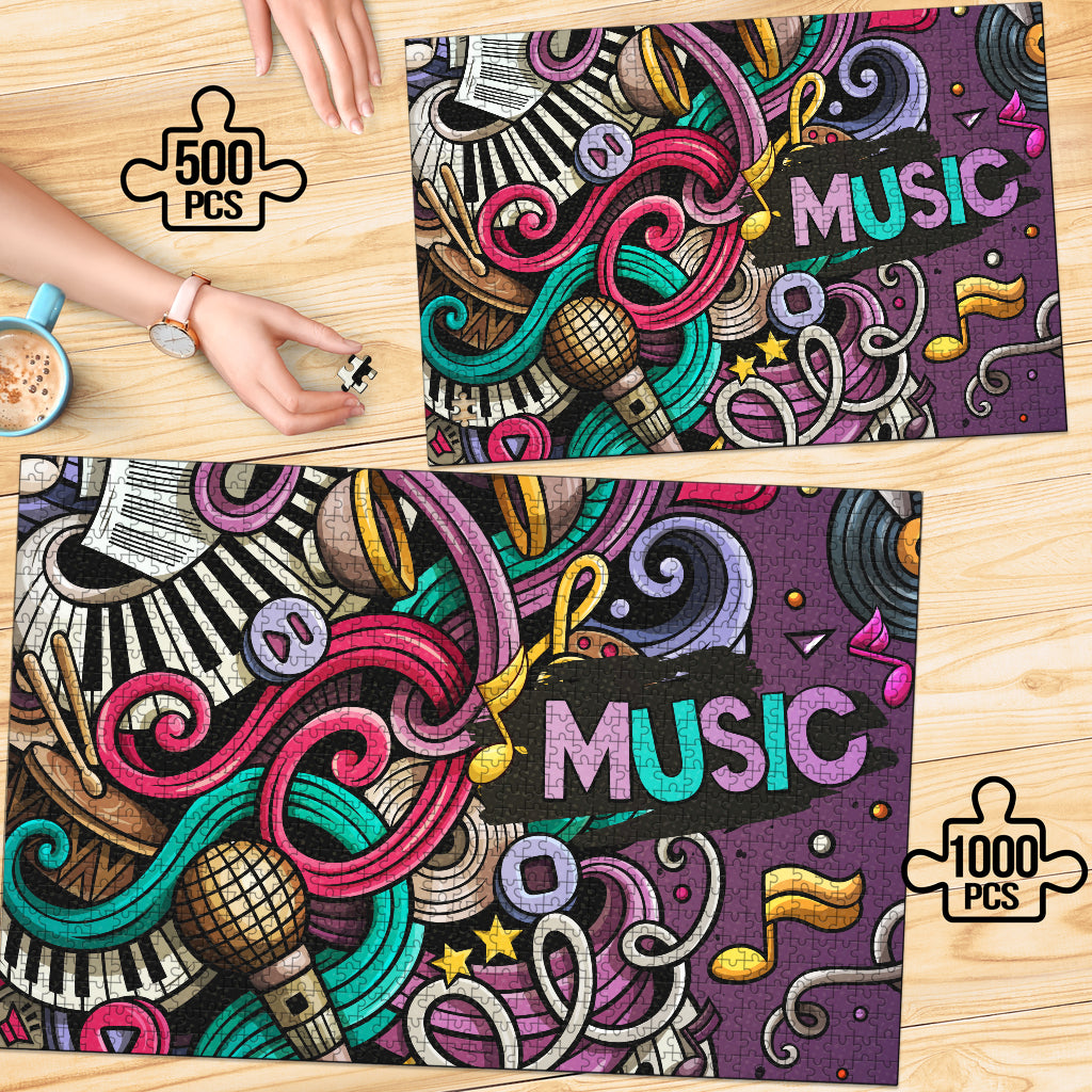 Music Instruments Art Wood Jigsaw Puzzle