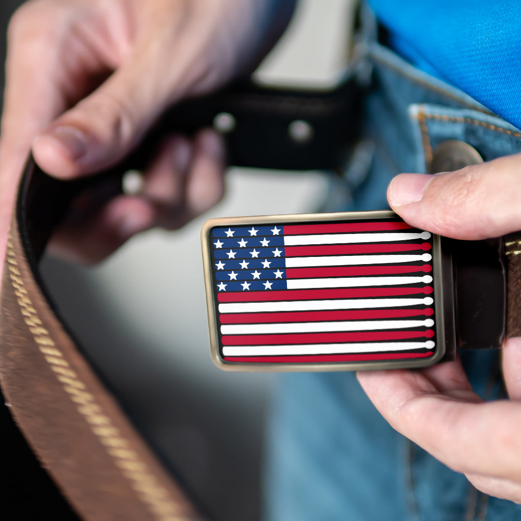 Stunning American Flag Drum Belt Buckle