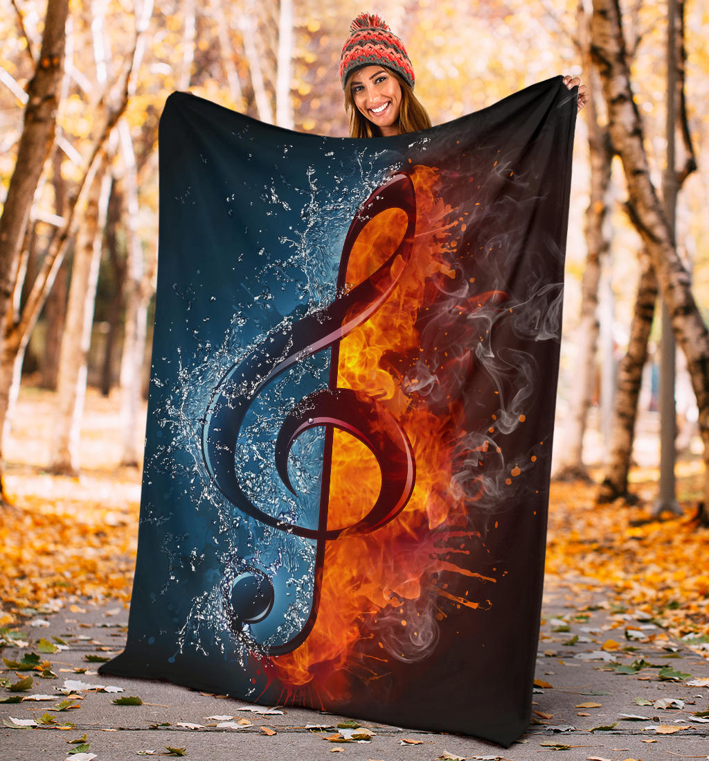 Treble Clef Ice And Fire Premium Blanket