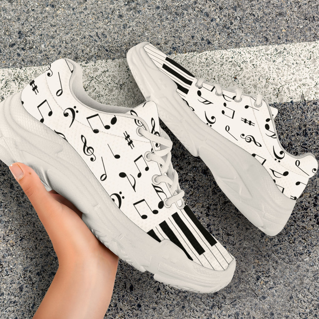 Piano Keys With Music Notes Chunky Sneakers