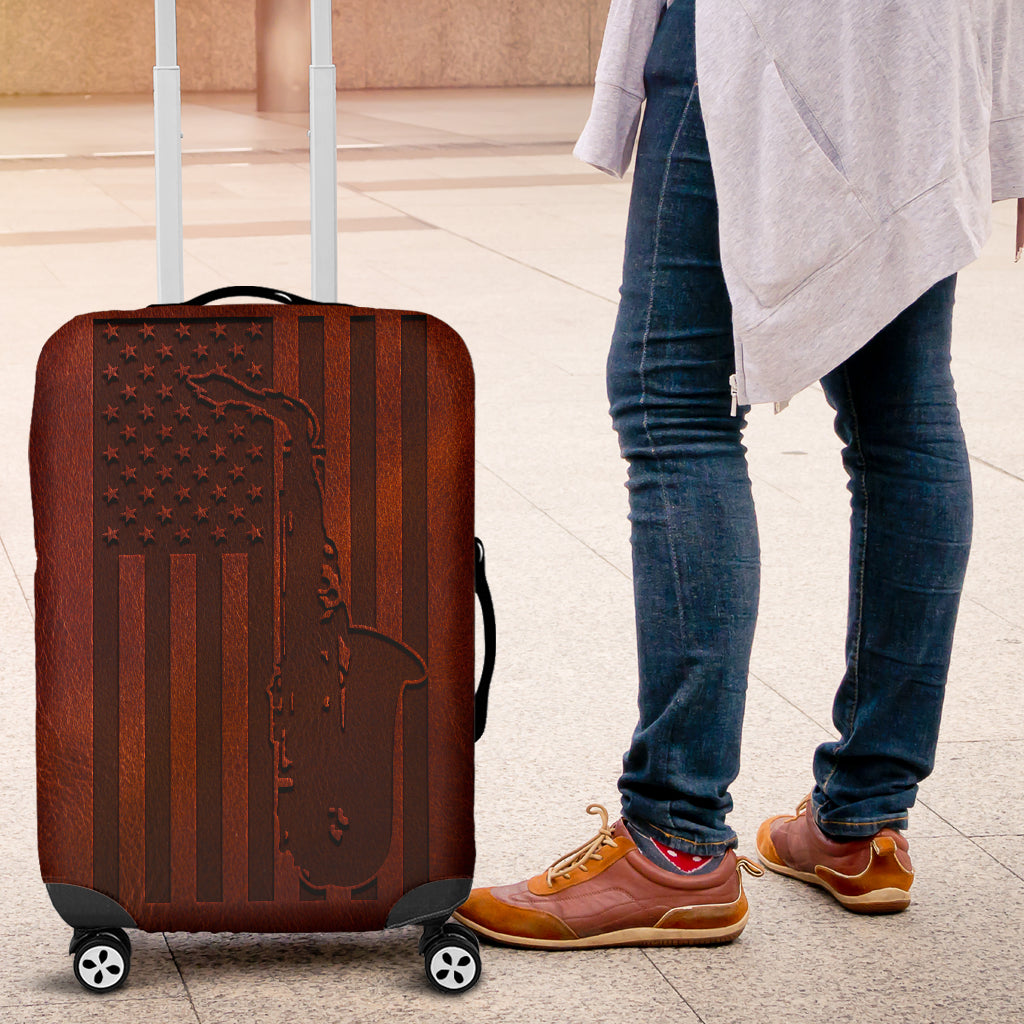 Saxophone American Flag Luggage Covers