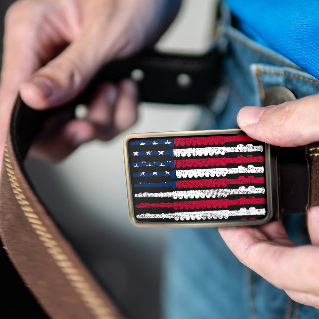 Stunning American Flag Flute Belt Buckle