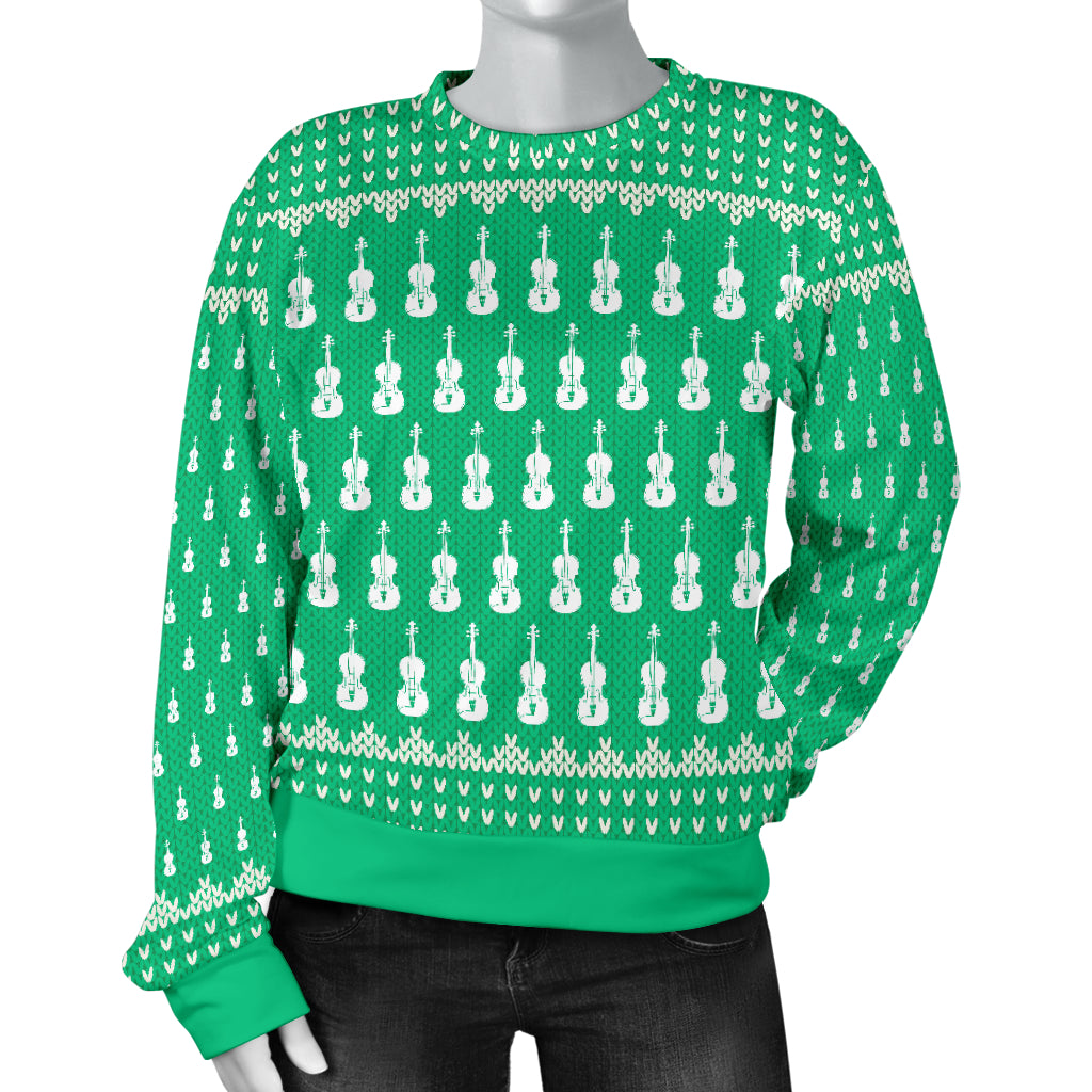 Violin Pattern Women's Green Sweater - { shop_name }} - Review