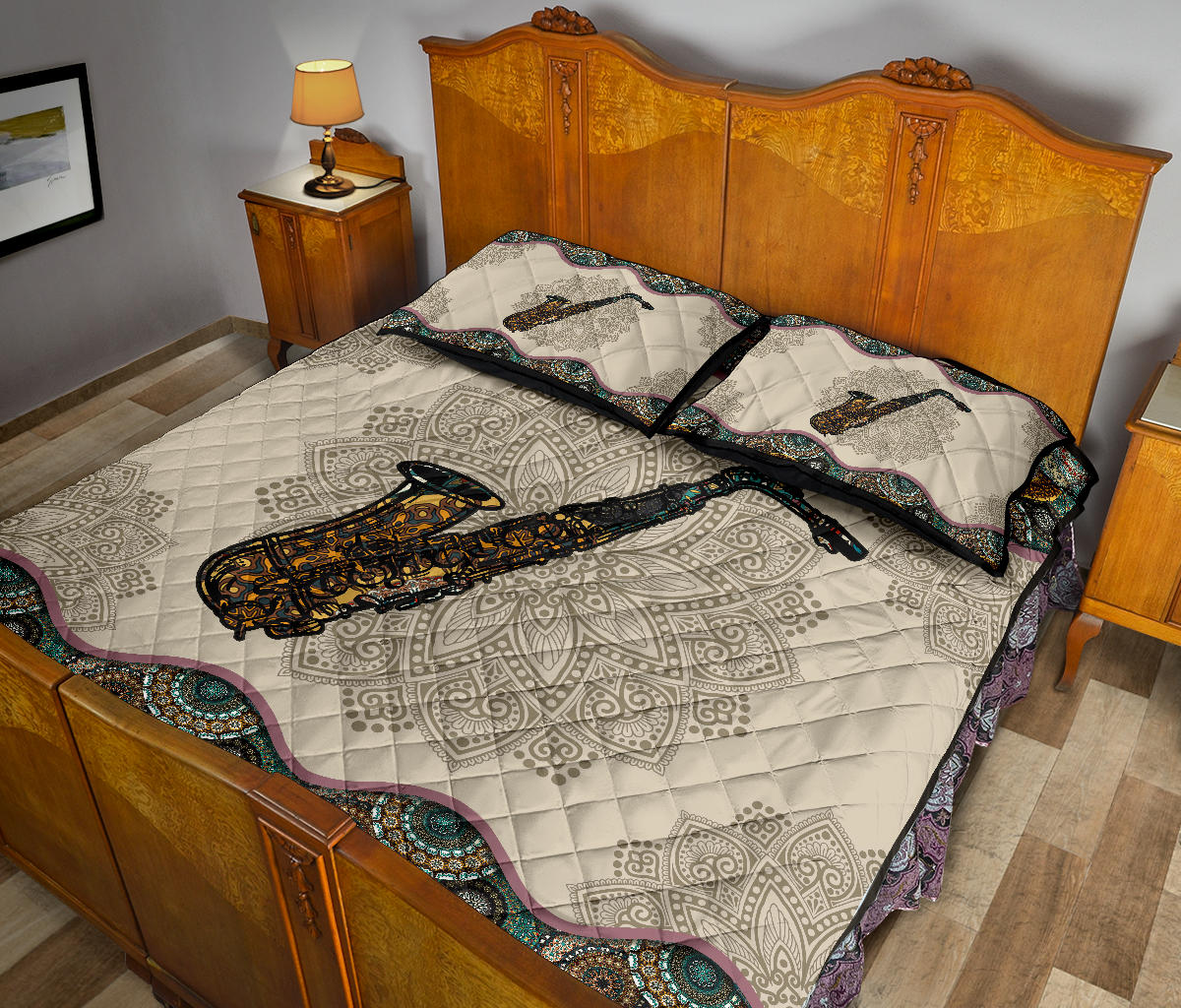 Saxophone Mandala Quilt Bed Set