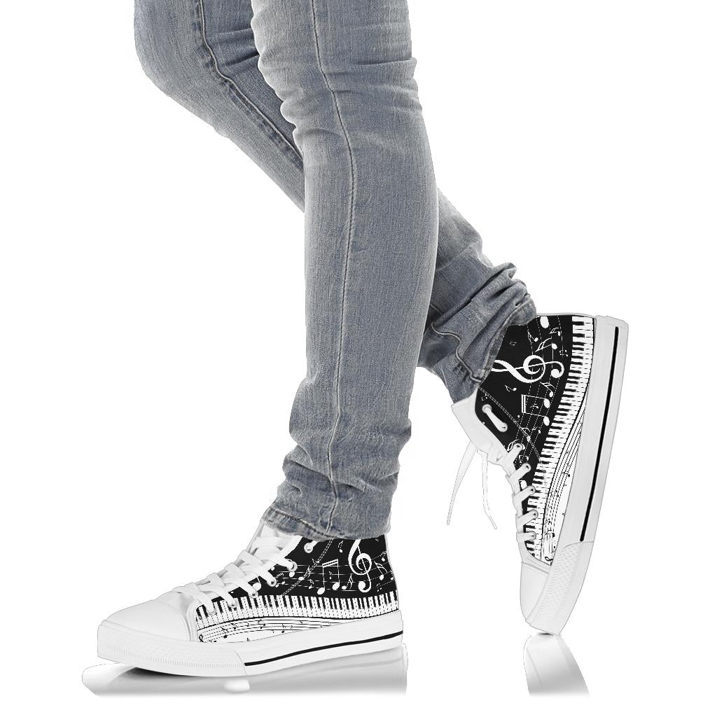 Piano Key With Musical Notes High Tops