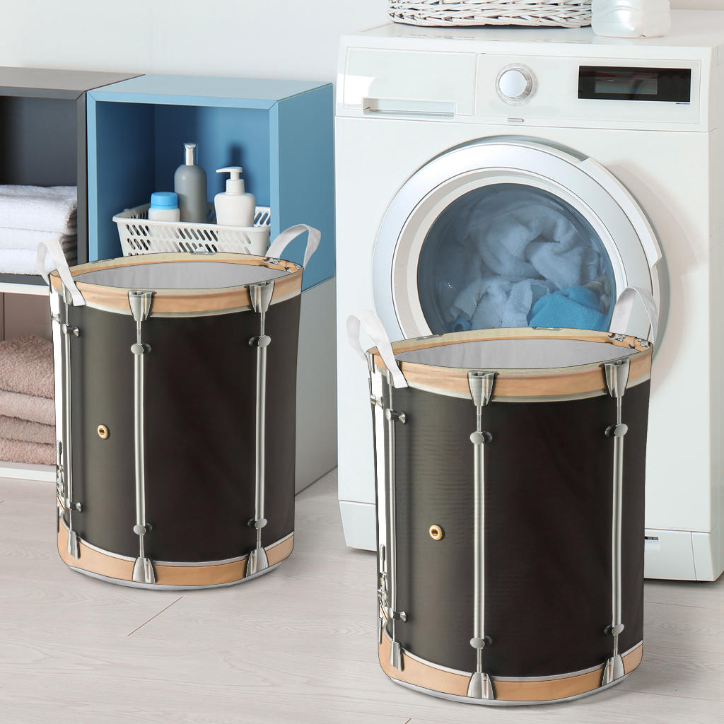 Wood Metal Snare Drum Laundry Basket