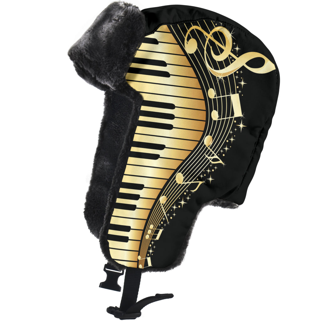 Piano Art Musical Notes Trapper Hat