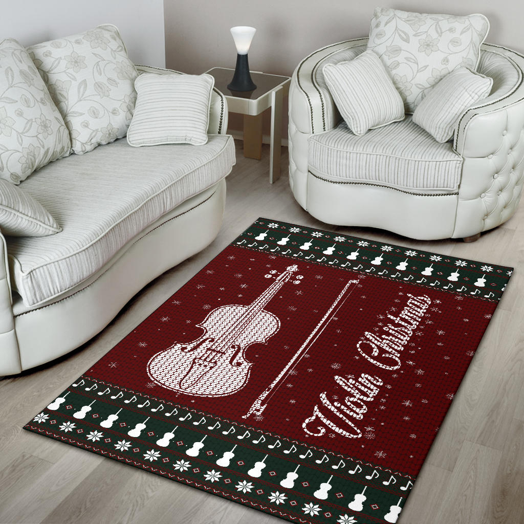 Violin Christmas Snowflake Area Rug