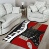 Piano Keys And Red Electric Guitar Area Rug