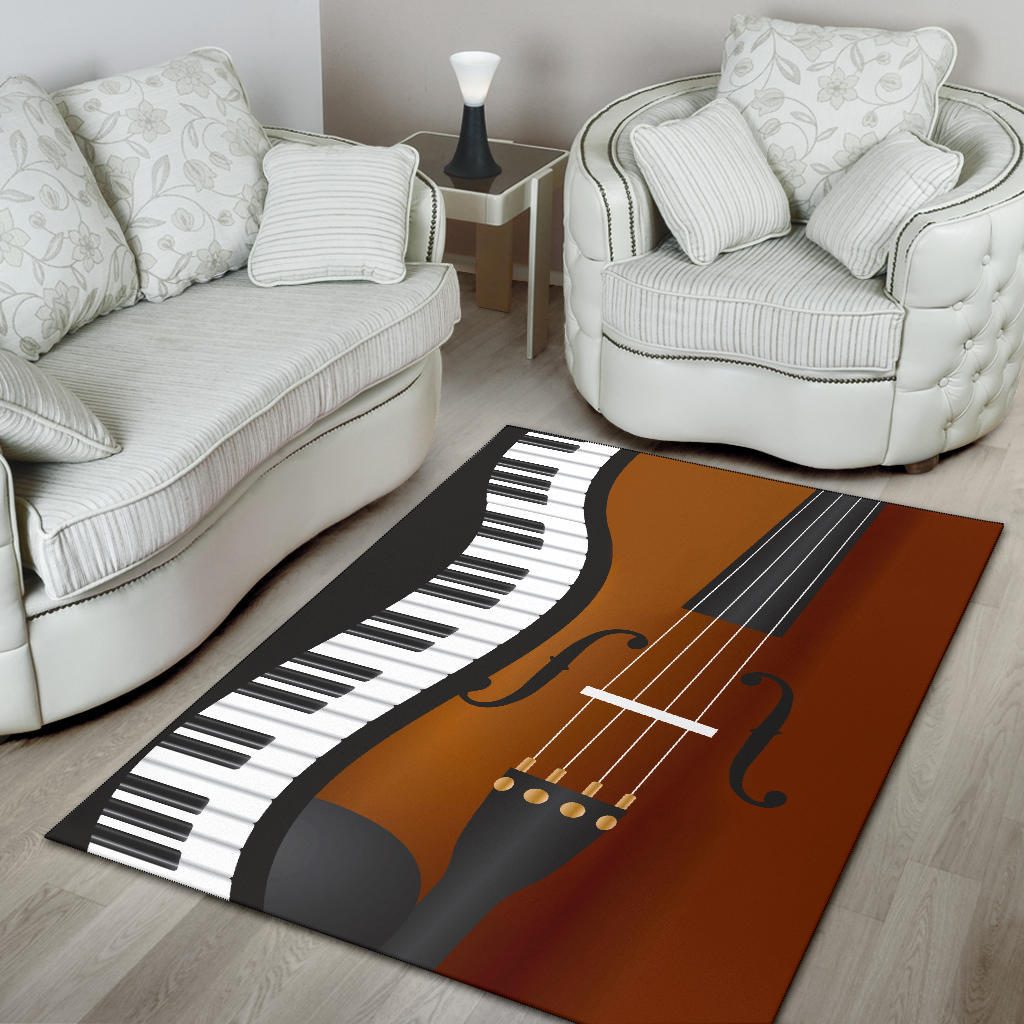 Piano Keys And Violin Area Rug