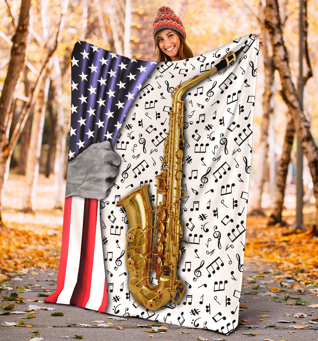 Music Notes Saxophone Blanket
