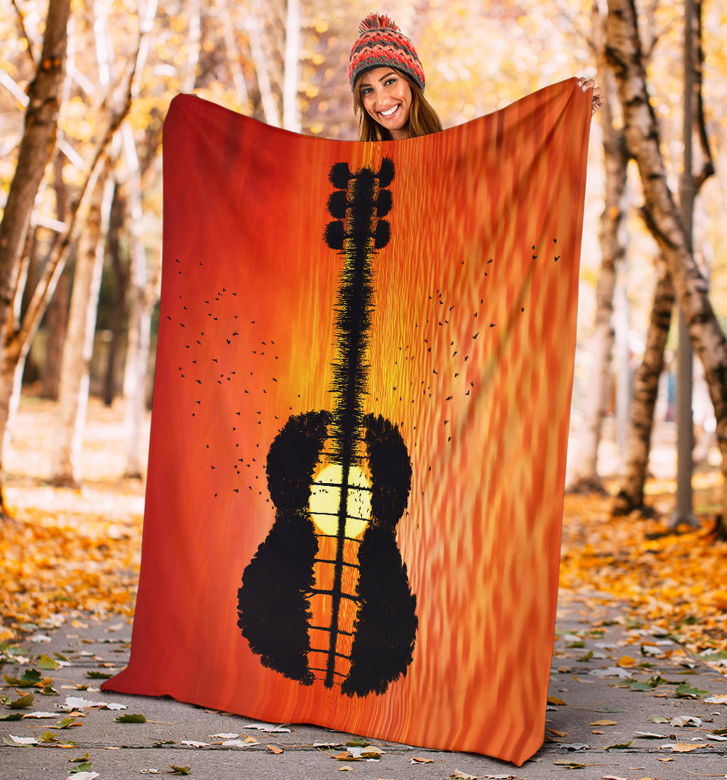 Guitar Sunset Premium Blanket