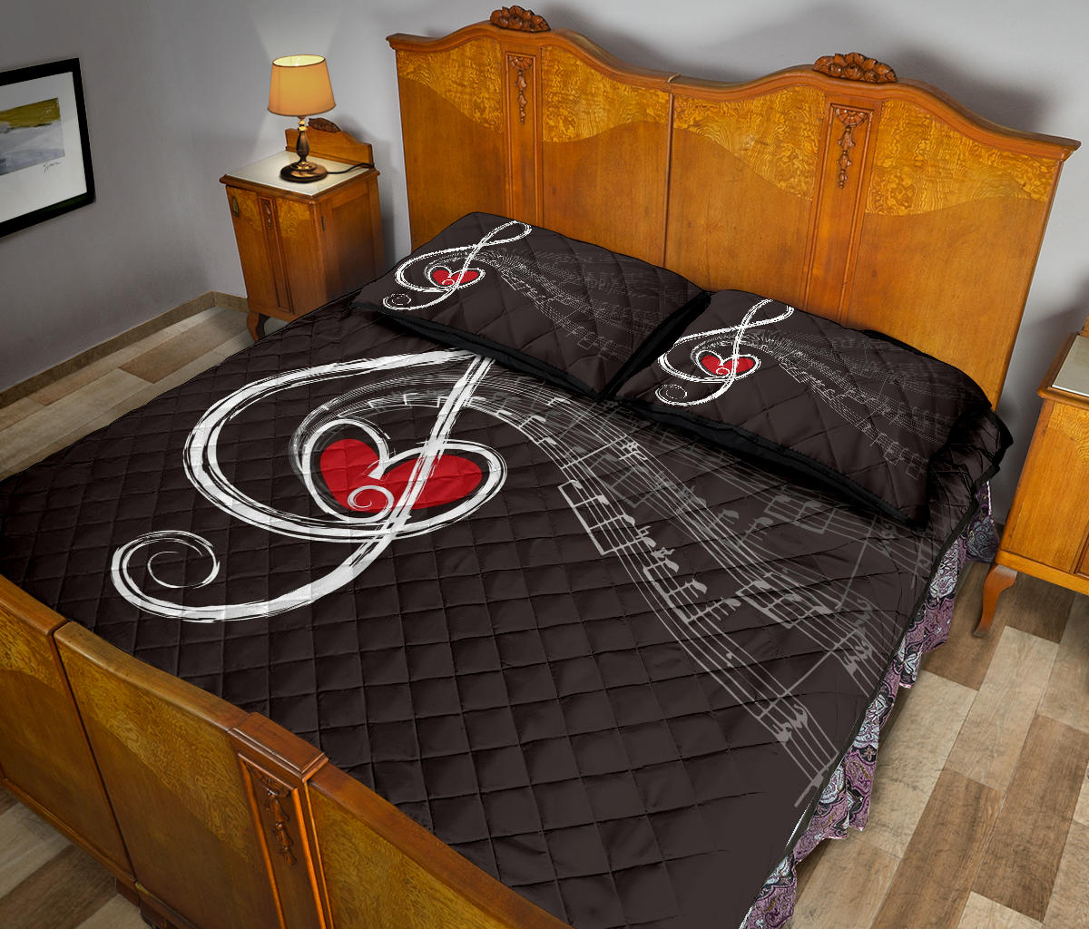 Music Notes Art Quilt Bed Set