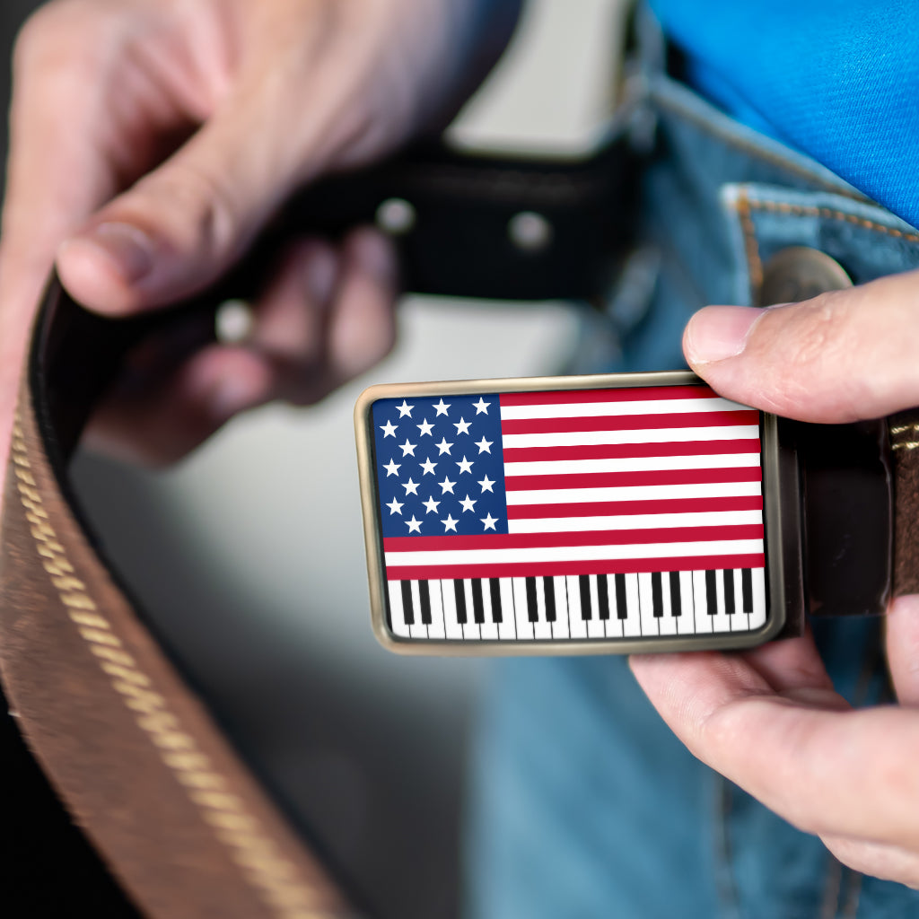 Stunning American Flag Piano Key Belt Buckle